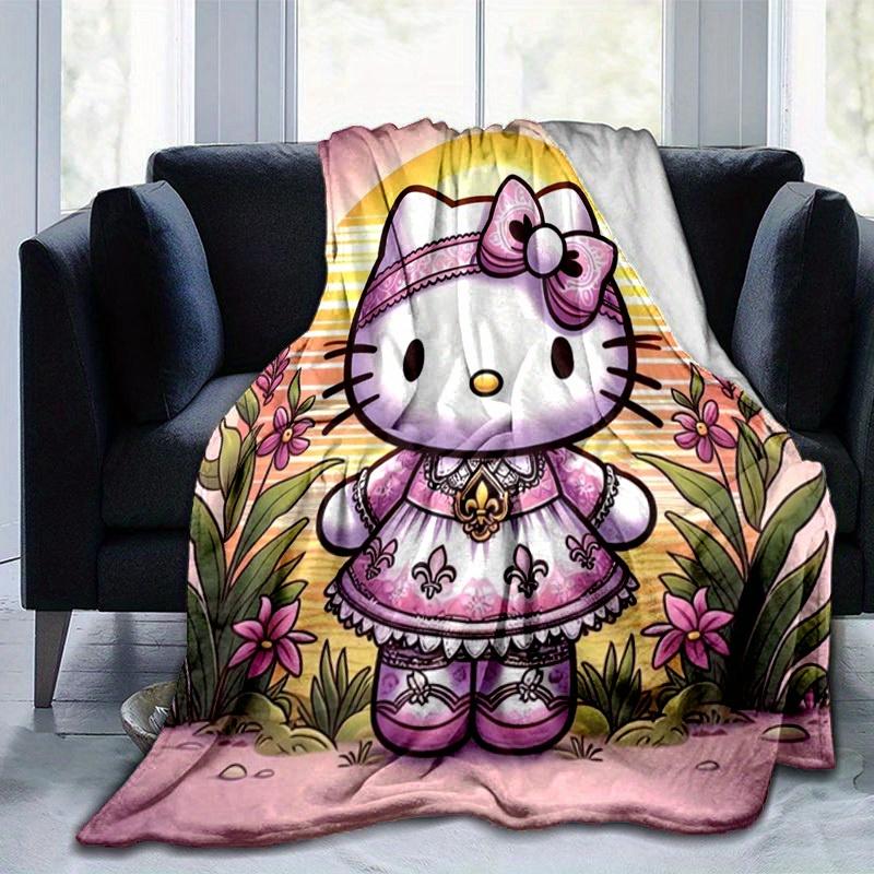 1pc. Hello Kitty Floral Print Blanket - Perfect for Home, Office, or Outdoor Use - Ideal G