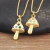 Nidin New Arrival Punk Mushroom Shape Sparkling Zircon Charm Pendant Necklace 4 Styles For Women Jewelry Birthday Party Gifts