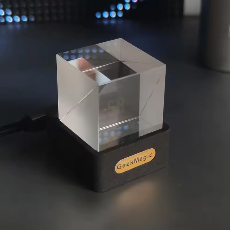 Zmart GeekMagic GIFTV Хрустальный Куб Фотодисплей Голографический Настольный Умная Погодная Станция Цифровые Часы Альбом с GIF-анимацией Голографические Часы Хрустальный Ph