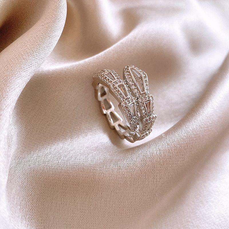 Luxury Zircon Sparkling Diamond Spirit Serpentine Ring Silver Open Ring High Quality Texture Simple and Versatile Trendy Cool Handmade for Women