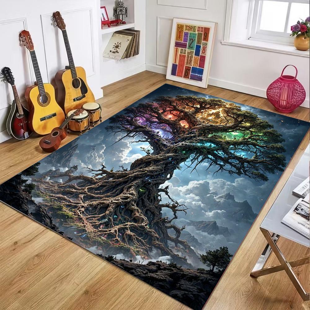 Mythical World Tree Pattern Area Rug Non-Slip Soft Durable Washable Floor Mat Decor Carpet for Living Room Bedroom Home Decor