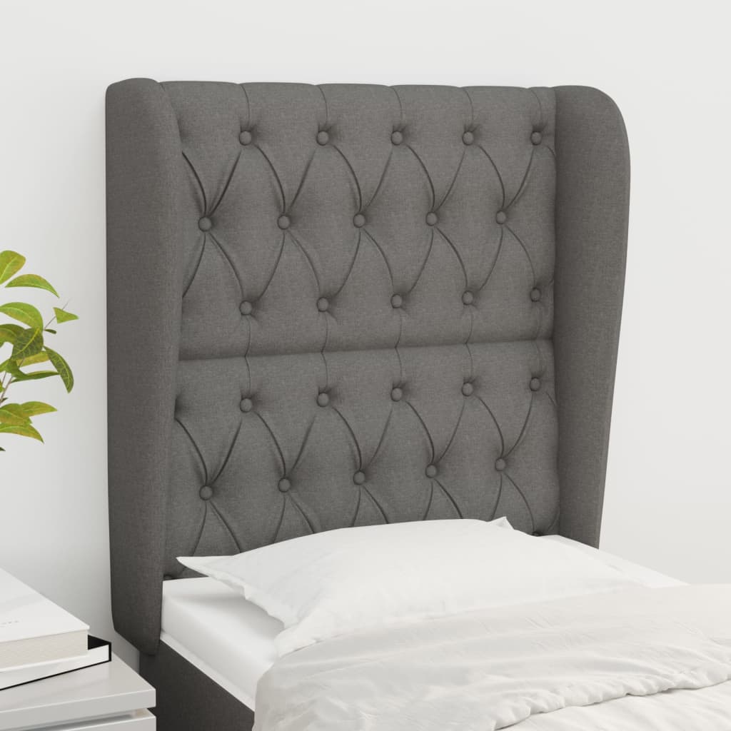 Headboard with Ears Dark Gray 83 x 23 x 118 128 cm Fabric