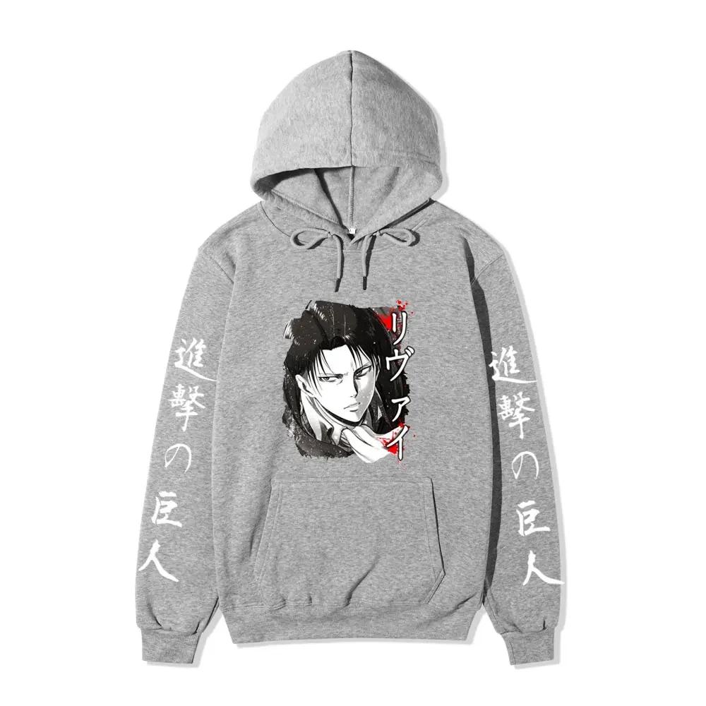 Аниме Атака Титанов АОТ Мерч Аккерман Леви Разведкорпус Принтованные Толстовки Осень Зима Свитшоты Пуловеры