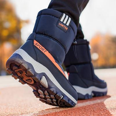 Утолщенные детские ботинки, нескользящие теплые зимние ботинки среднего размера с кошками, зимняя повседневная непромокаемая хлопковая обувь для мальчиков и девочек