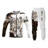 Мужской/женский костюм с капюшоном с 3d принтом волка/льва/тигра, комплект из двух предметов с капюшоном на молнии, осенне-зимний спортивный костюм с капюшоном + брюки