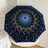1pc Blue Floral Mandala Automatic Folding Umbrella - Compact 8-Rib Design,Perfect Gift for Friends & Family yy250926049