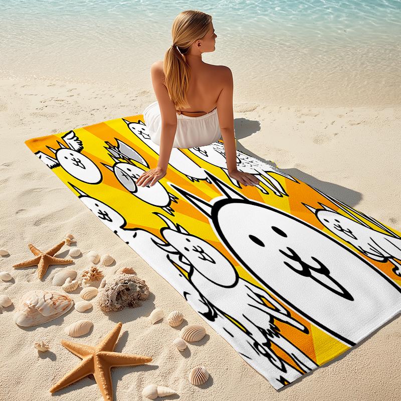 Beach Towel with The Battle Cats Pattern - soft,absorbent,machine washable Lightweight&Modern,swimming,Travel Essentials