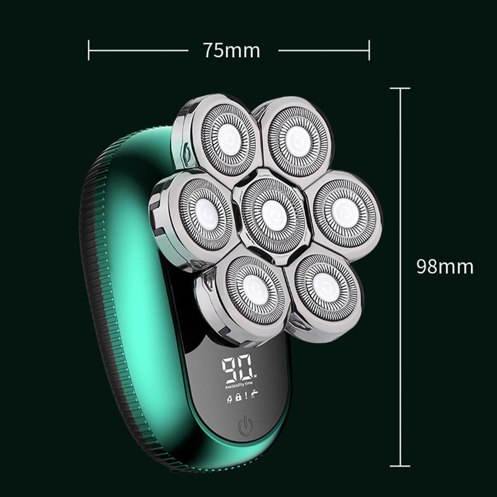 Бритва для скинхедов электрическая 7D плавающая светодиодная IPX7 электрическая USB бритье легко для делового подарка на день мужчины, бритва, 6-в-1, головка, бритва, дисплей,