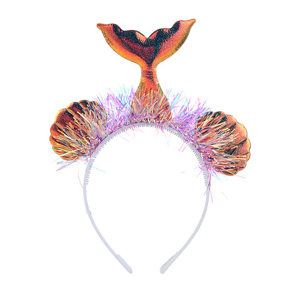 Mermaid Tail Headband With Shining Shell Tassel Fish Pattern Headdress Cloth For Kids Girls Princess Birthday Mermaid Party Decoration Supplies