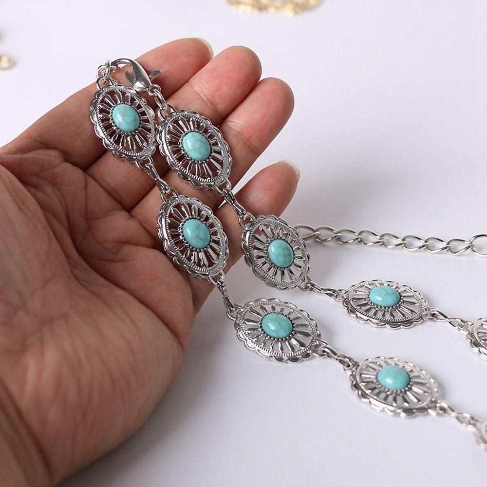 Accessories Turquoise Beach Body Chain Women Waist Chain Metal Belt Ethnic Style Bohemian Belts
