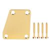 Electric Guitar Neckplate Trapezoidal Metal Neck Plate with Screw for Replacement Gold