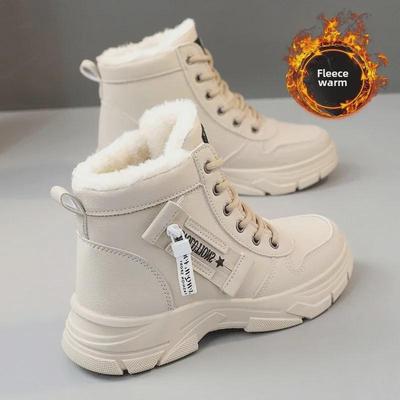 Женские высокие плюшевые зимние сапоги - зима 2024, утолщенный хлопок, размер 34