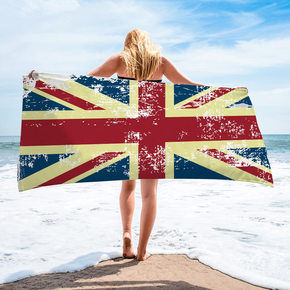 British Flag Beach Towel With Superfine Fiber Doublesided Plush For Summer Vacation And Poolside Use