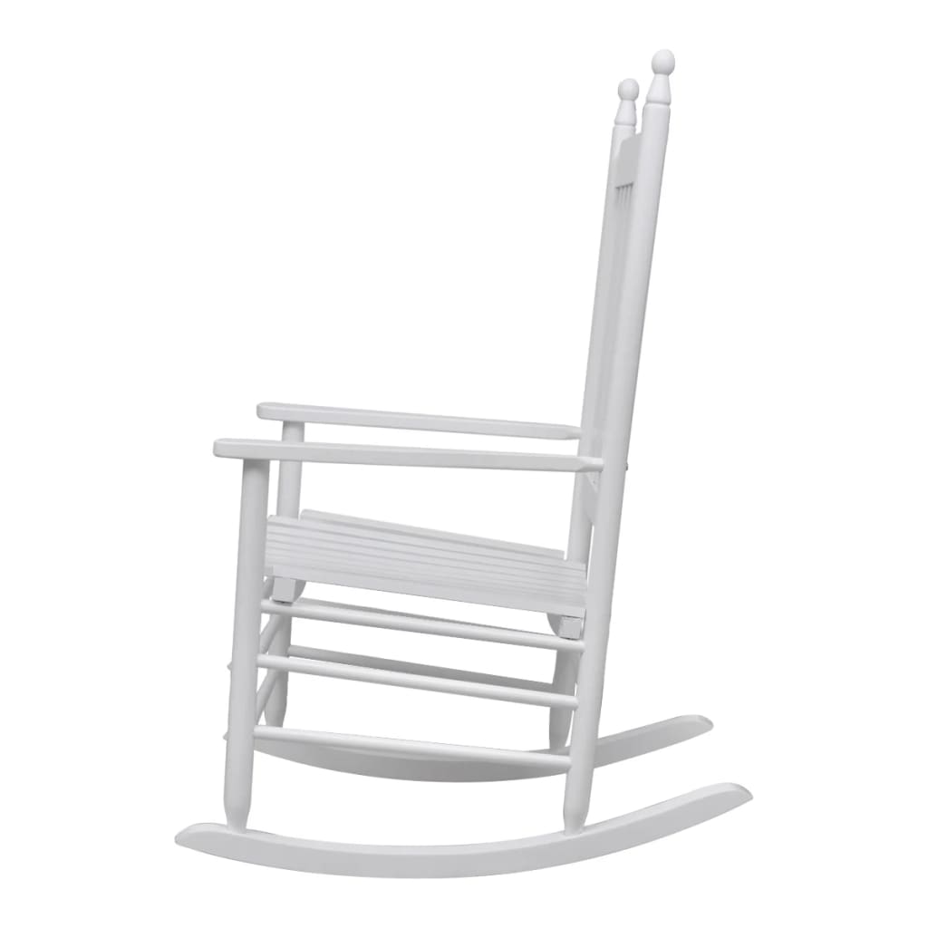Rocking Chair with Curved Seat Surface White Wood