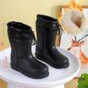 2024 Unisex Black Snow Boots: Velvet, Waterproof, Lightweight, Thickened EVA for Warmth