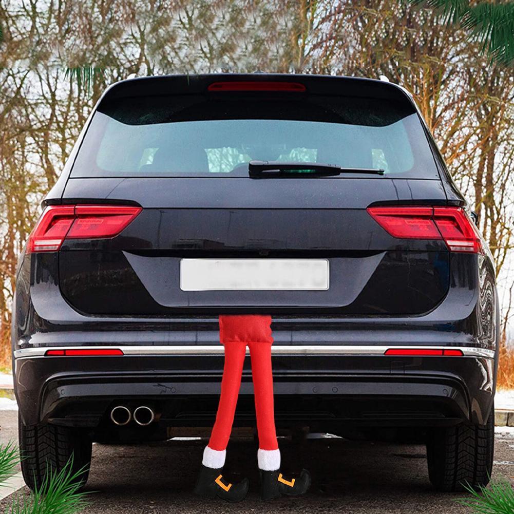Elf Leg for Car Trunk - Christmas Car Decoration, Rear Side Window Decor, Santa Claus Feet, Red Elf Boots Sticking Out of Trunk