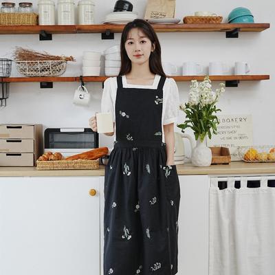 1 шт. Корейский стиль Хлопок и Лен Вышитый Фартук Платье Выпечка Цветочный магазин Искусство Нейл-арт Молочный чай Бурка Нагрудник Полностью хлопковый Простой