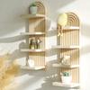 4-Tier Design Wooden Wall Shelves Minimalist Boho Style Rack Arched Floating Shelf  Home Decor
