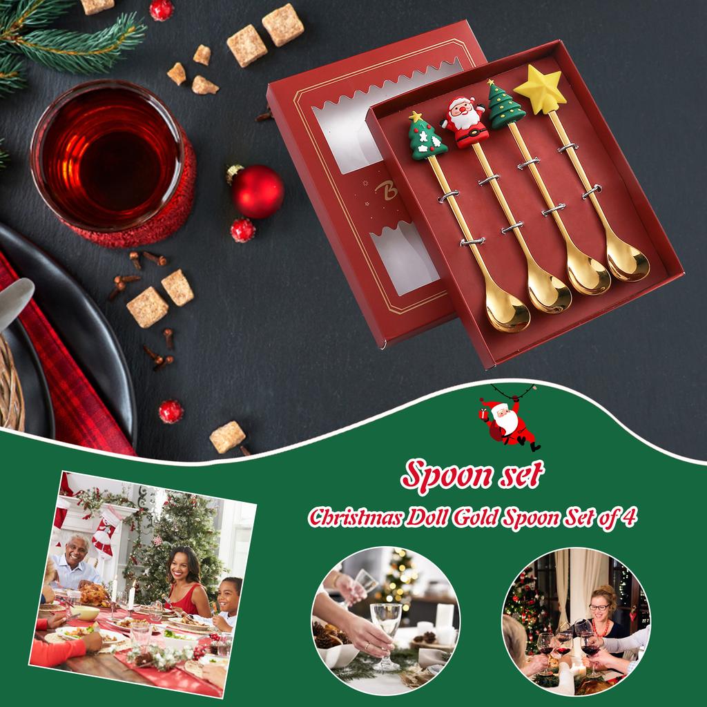 4pcs/set Christmas Cutlery Cartoon Festive Flatware Dining Table Accessories *