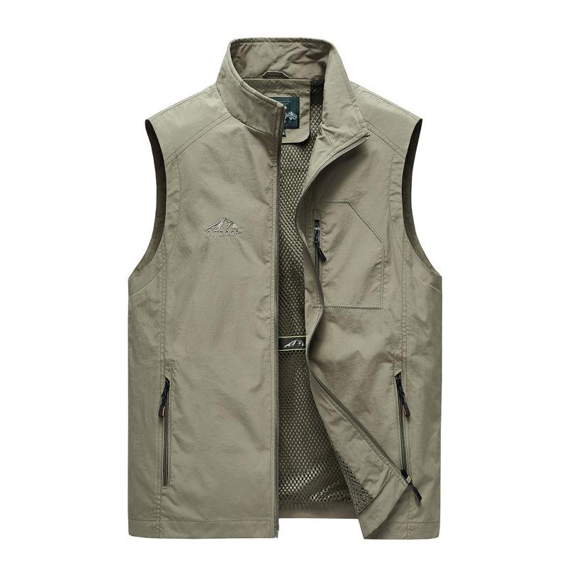 Men's Spring and Autumn Vest Vest Young and Middle-aged Vest Single-layer Thin Fishing Casual Photography Vest