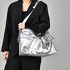 Модная женская трендовая модная большая вместительная серебряная мягкая сумка из искусственной кожи под мышками, сумки-бродяги на плечо