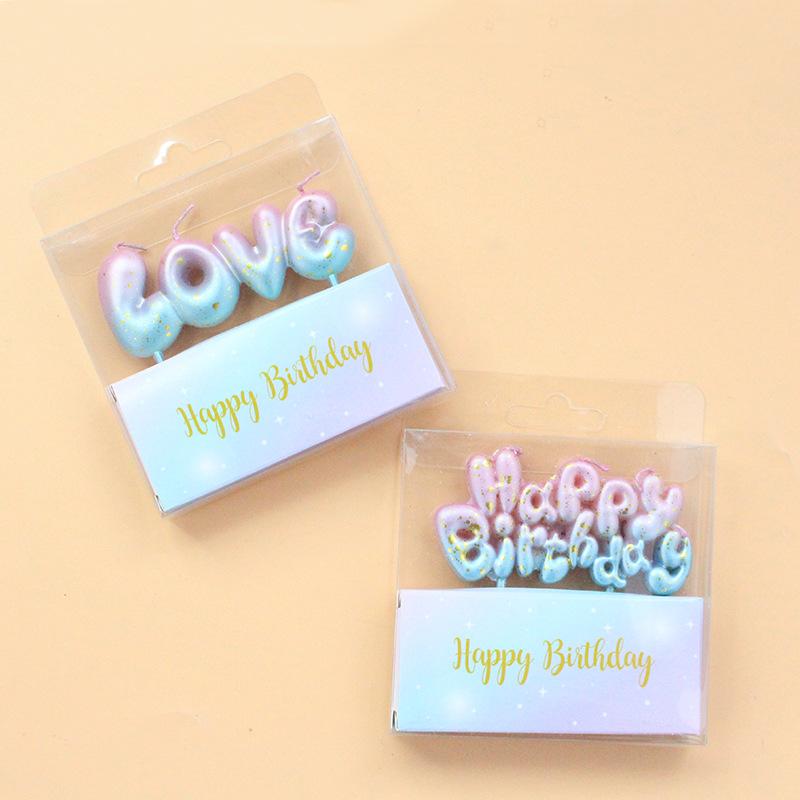 New Galaxy Starry Sky Gradient Pink and Blue Letter Personalized Candle Valentine's Day Party Atmosphere Love Candle