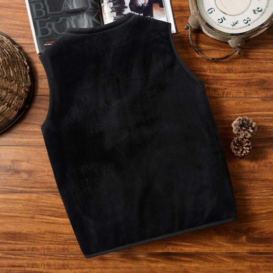 Men Vest Coat V-Neck Sleeveless Solid Color Velvet Lined Vest Coat with Pockets