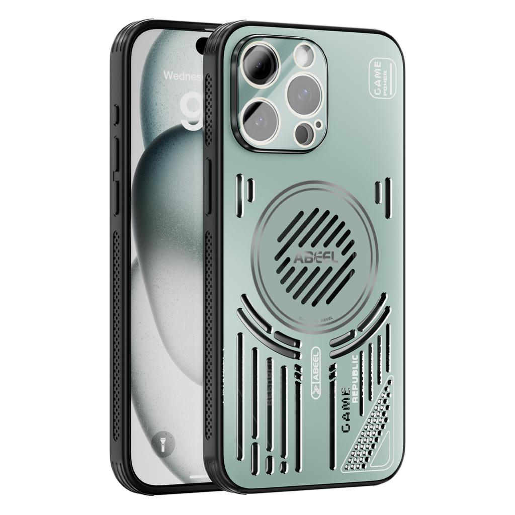 ABEEL For iPhone 14 Pro Max Magnetic Case Aluminium Alloy+PC+TPU Hollow Heat Dissipation Phone Cover