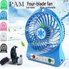 PAM Portable Rechargeable LED Light Fan Air Cooler Mini Desk USB 18650 Battery Fan