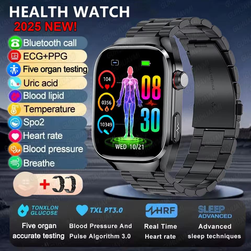2025 New Health Glance ECG AI Diagnosis Smart Watches Men Heart Rate Blood Pressure IP68 Waterproof Smartwatches For HUAWEI IOS
