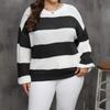Женский трикотаж в полоску, межцветный пуловер, свободный свитер с круглым вырезом