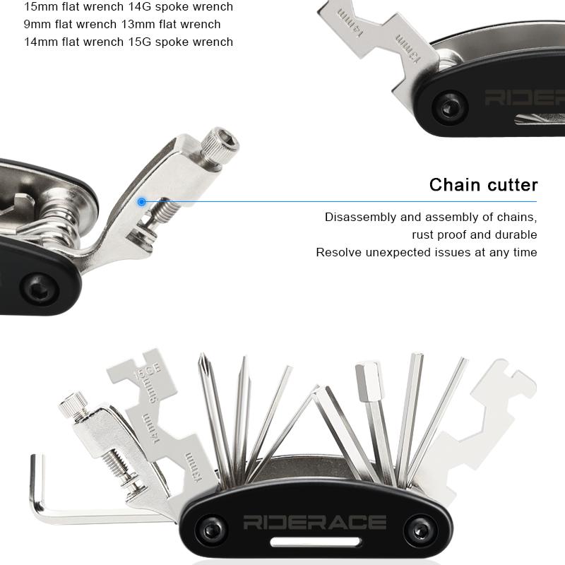 18 In 1 Bicycle Multi Tool Chain Splitter Cutter Multitool Hex Spoke Wrench Screwdriver Portable MTB Road Bike Repair Tools Kit