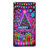 Fluorescent Christmas Door Cover 71x35 Inch Glow In The Dark Door Banner with Santa Tree Gift Box for Winter Front Door Party Wall Decor