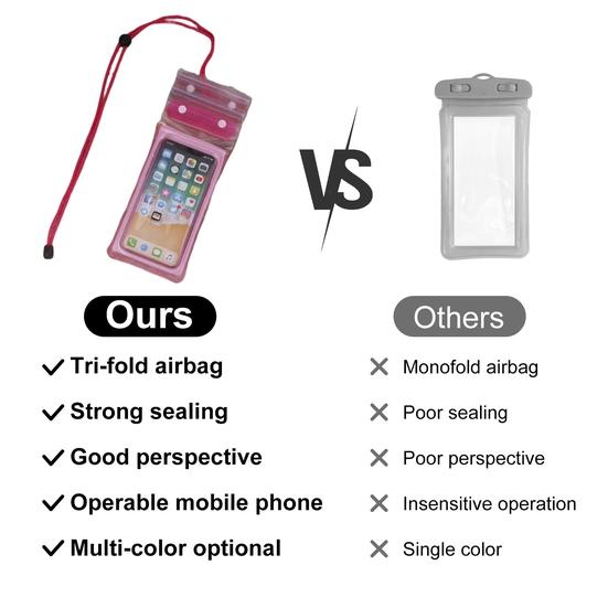 Водонепроницаемая сумка для телефона Прозрачная водонепроницаемая хорошая герметичная подушка безопасности Сенсорный экран Плавание Рафтинг Сумка для мобильного телефона Водные виды спорта