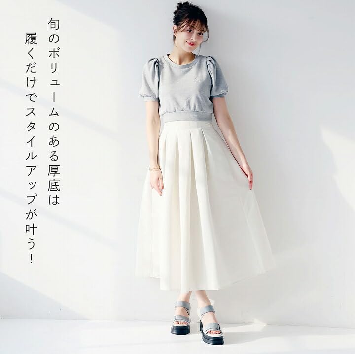 Босоножки на платформе на липучке на щиколотке Спортивные Спортивные M [Vivian] 9,5 см Женские, Сандалии, Сандалии, V57017SM, Слоновая кость, (23,0-23,5)