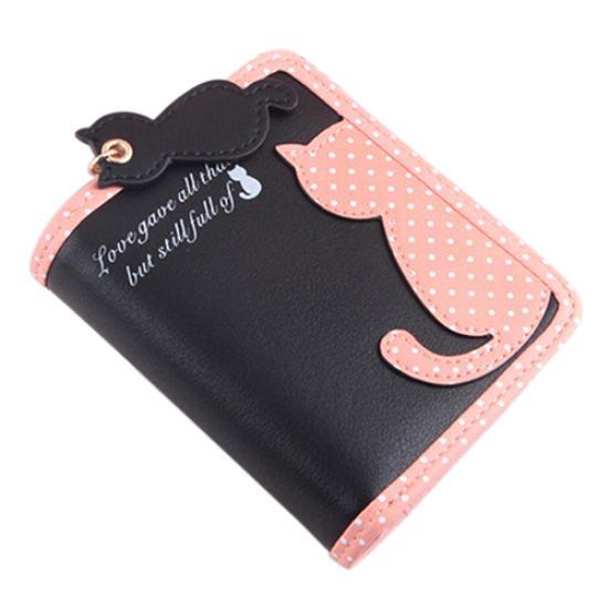 Леди милый картонный кот Pandent короткий длинный кошелек держатель для карт на молнии сумка для монет кошелек