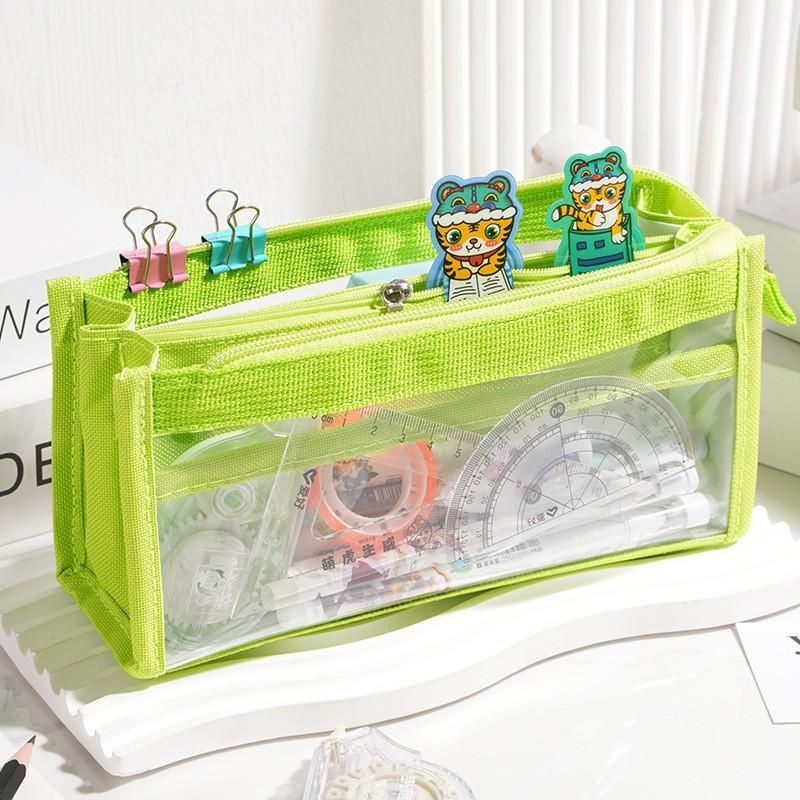 Minimalist Transparent Pencil Case Large Capacity Multi-Layer Classification Storage Pencil Bag Student Stationery Organizer Bag