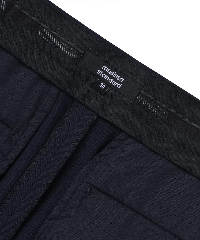 MUSINSA STANDARD Straight Hidden Banding Slacks [Navy]