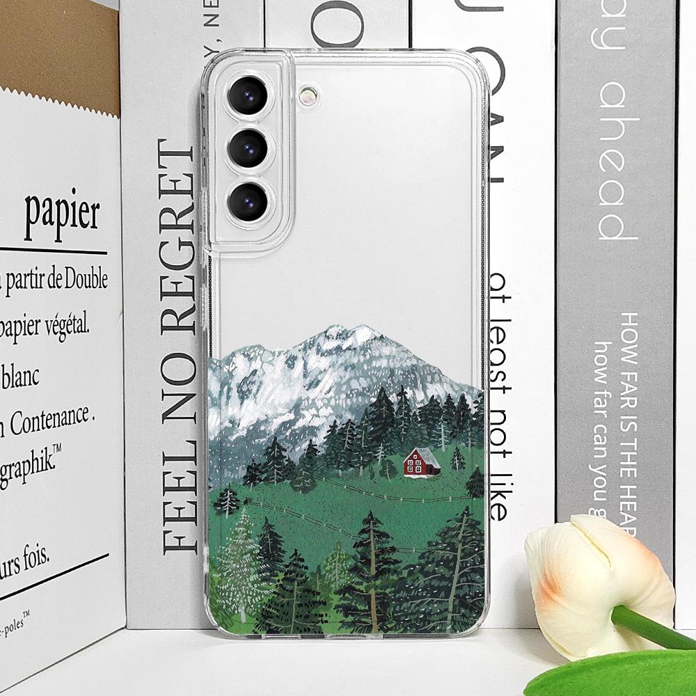 Чехол для телефона с рисунком «Дом Горный Пейзаж Прозрачный для Xiaomi Redmi Note 14 Pro Plus 13 12 11 10 PRO 14C 13C 12 9T 5G Мягкий Чехол