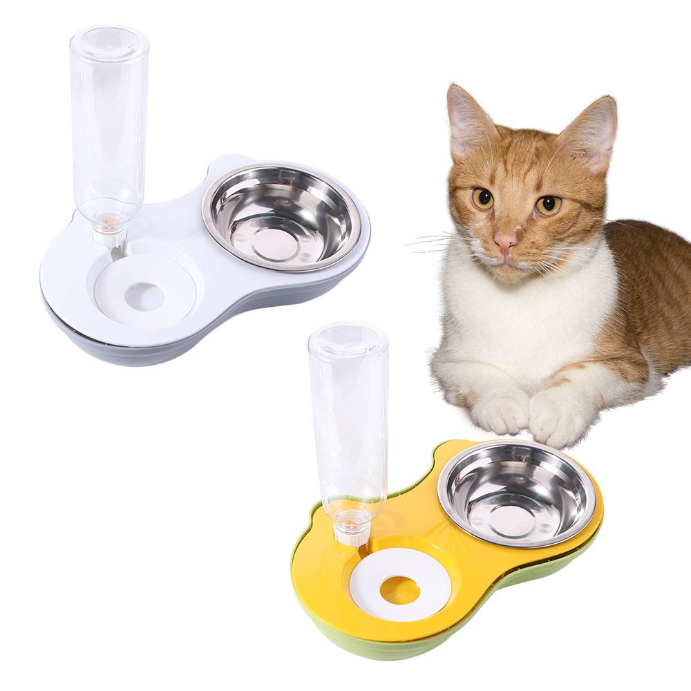 Двойная миска для кормления собак, съемная, автоматическая поилка, креативные миски для питомцев, миска для кошачьего корма