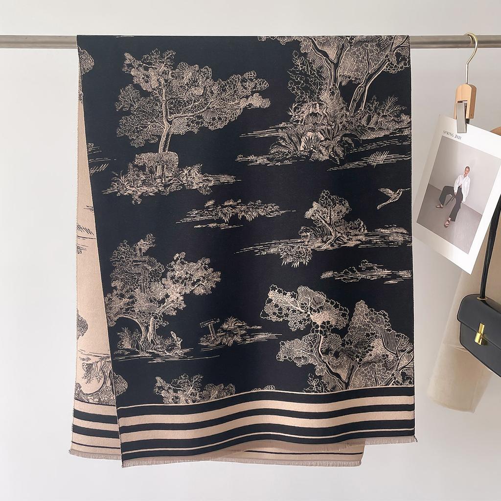 Осенне-зимний теплый модный шарф High Sense Literary, двусторонний печатный шарф-накидка, классический женский шарф