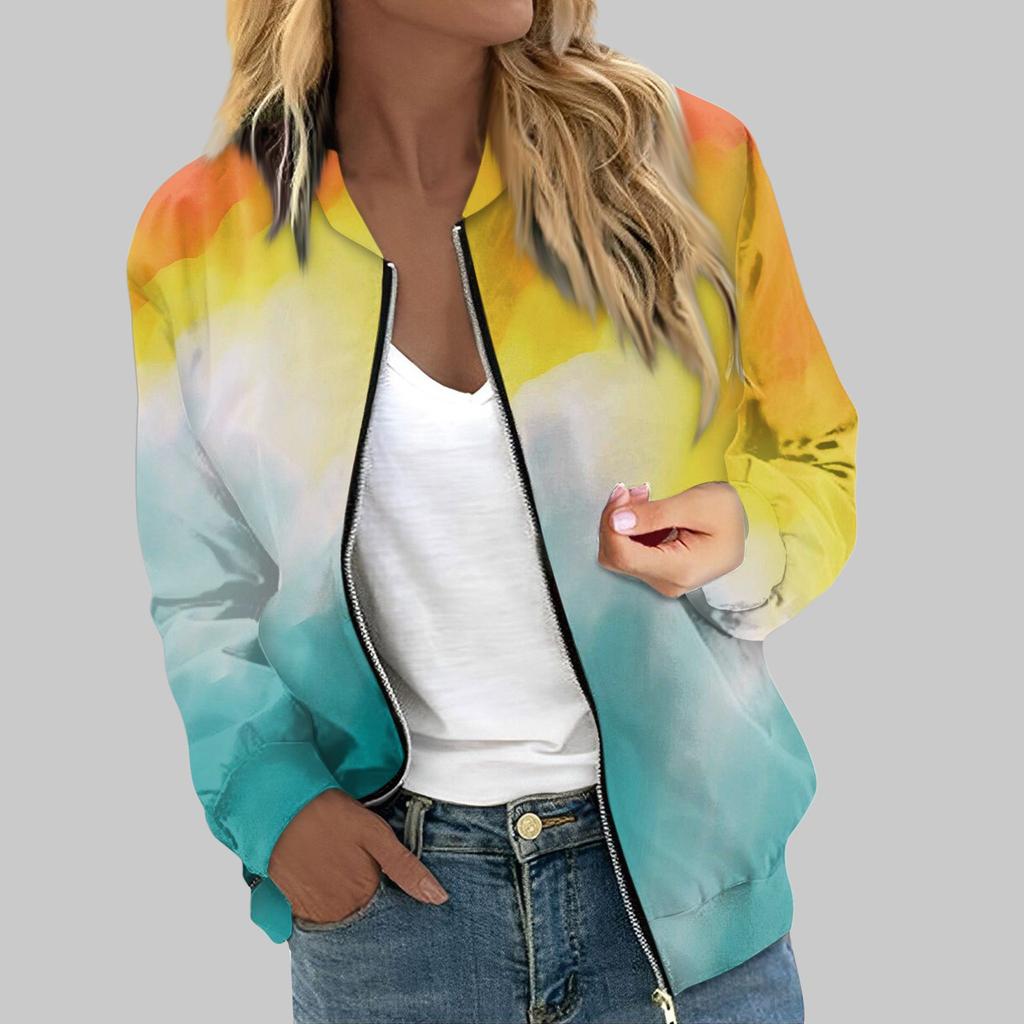 Женская верхняя одежда с длинным рукавом и принтом, повседневные топы на молнии, кардиган, рубашка, тонкая куртка для женщин