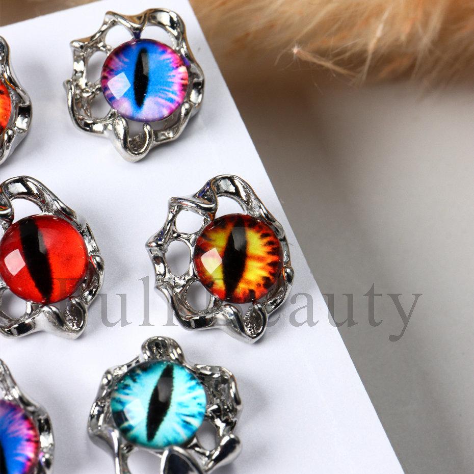 New nail art accessories Halloween dark devil's eye cat's eye stone three-dimensional metal alloy nail accessories
