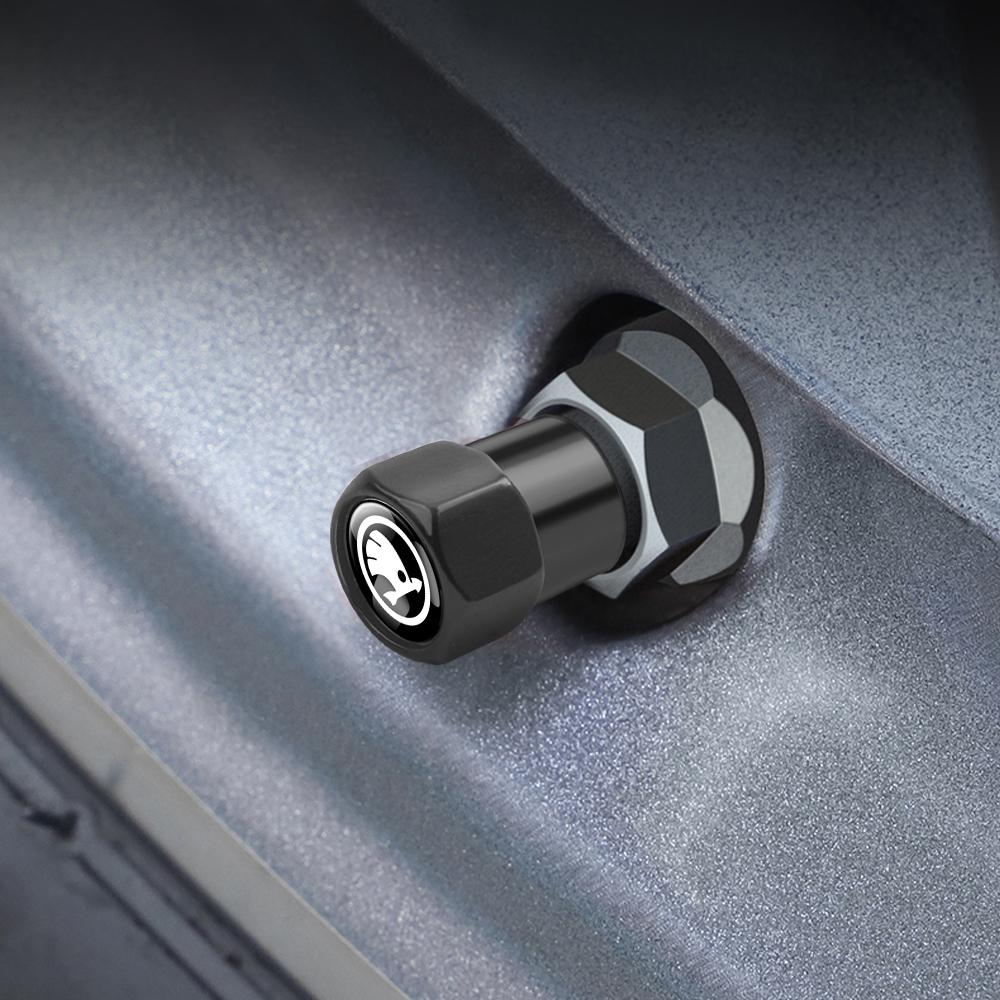 4pcs Car Styling Aluminum Alloy Wheel Cover Tire Valve Stem Dust Caps For Skoda Enyaq A7 Superb Rapid Kamiq Octavia Kodiaq Fabia