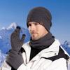 Knitted Hat Men's Winter Fleece-lined Warm Hat Scarf