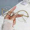 Round Semi-Rimless S Shape Glasses Women Eyeglasses Big Frame Clear Lens Optical Eyewear Men Vintage Anti-Blue Light Computer Eyeglass