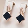Fashion Square Black Enamel Dangle Earrings for Women Gold Color Geometric Earrings Wedding Jewelry Gift