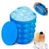 Ice Cube Mold Ice Tray Large Silicone Ice Bucket (2-In-1) Ice Cube Maker Circular Portable (Dark Blue) Suitable for Summer
