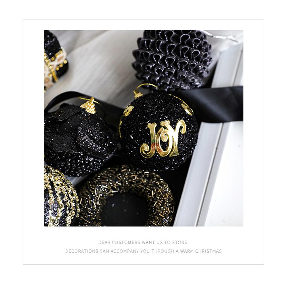 Elegant Christmas Baubles Black Gold Christmas Ornaments 6*6*6cm Festive Atmosphere Enhancer Meticulous Detail Work