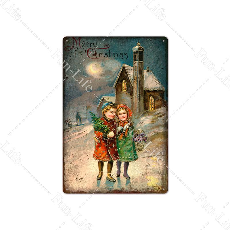 Рождественские металлические вывески, винтажный постер, жестяная вывеска, тарелка Санта-Клауса, ретро-налет, кафе-бар, паб, домашний декор, рождественская елка, подарок